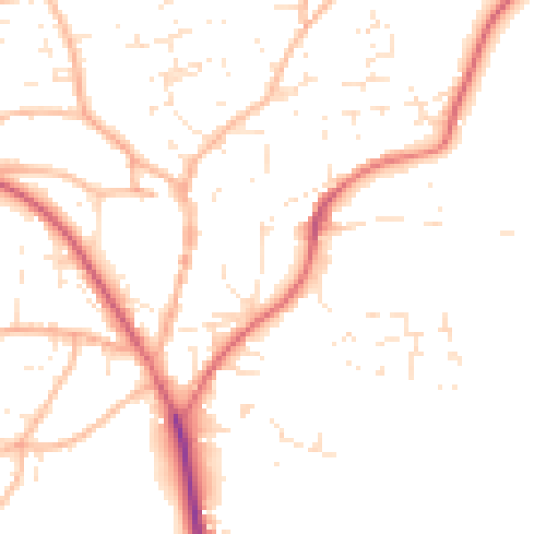 Daytime road noise heatmap for EX39 1BU