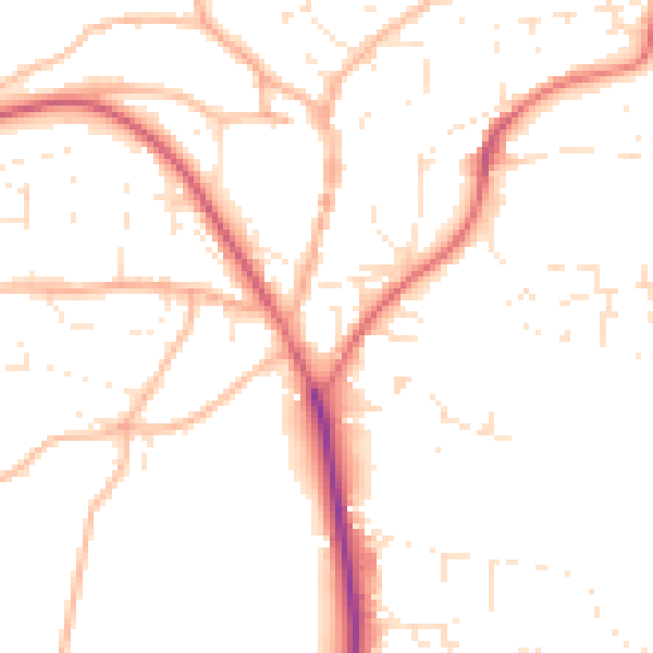 Daytime road noise heatmap for EX39 1BW
