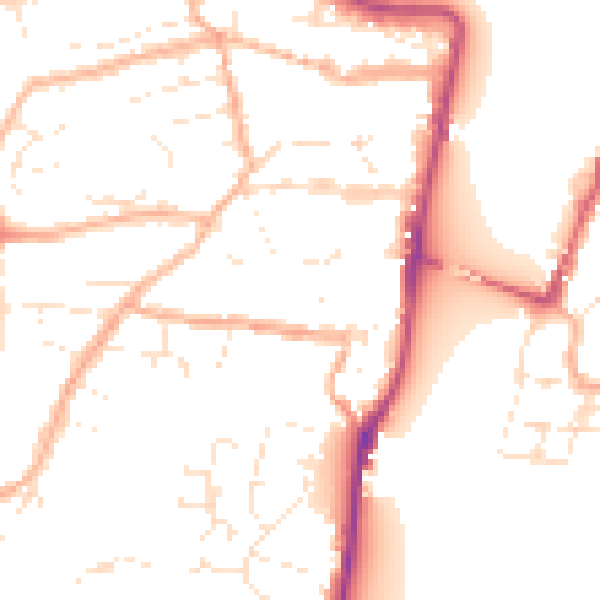 Daytime road noise heatmap for EX39 2DW