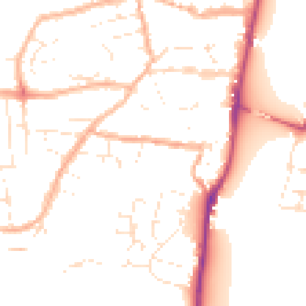 Daytime road noise heatmap for EX39 2EH