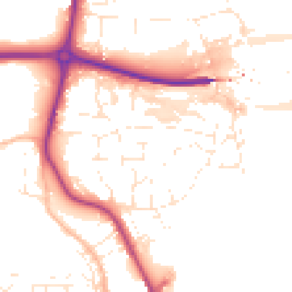 Daytime road noise heatmap for EX39 2LX