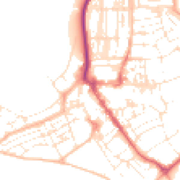 Daytime road noise heatmap for EX8 1AB