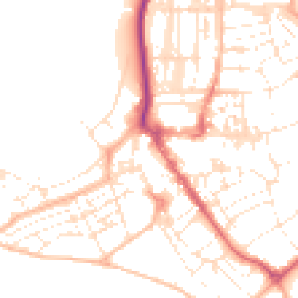 Daytime road noise heatmap for EX8 1AD