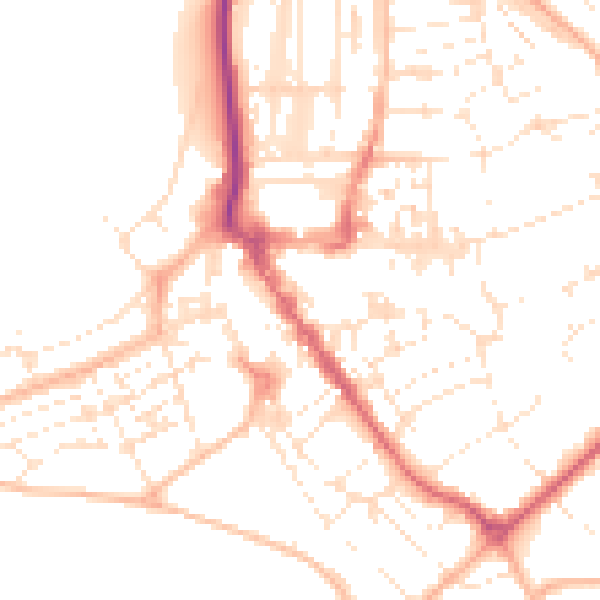 Daytime road noise heatmap for EX8 1AE