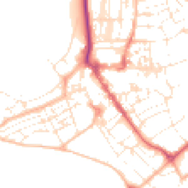 Daytime road noise heatmap for EX8 1AL