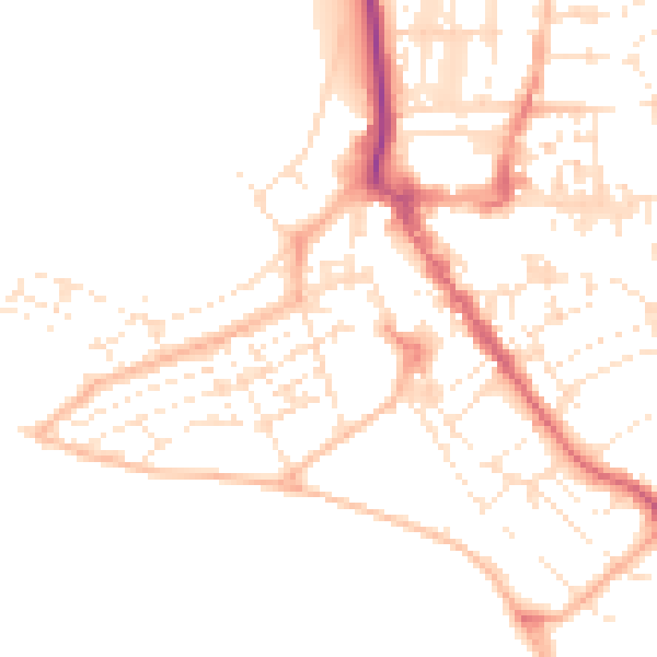 Daytime road noise heatmap for EX8 1AP