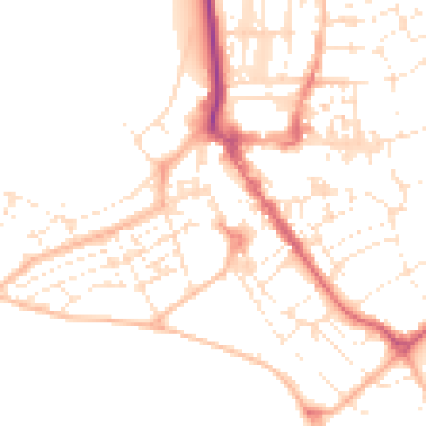 Daytime road noise heatmap for EX8 1AQ