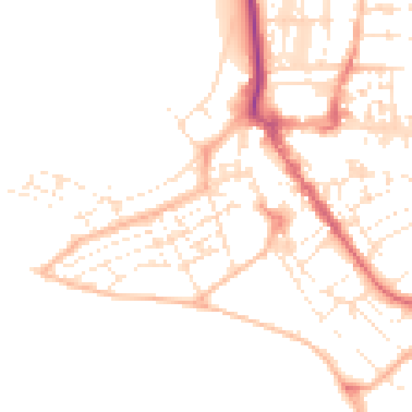 Daytime road noise heatmap for EX8 1AU