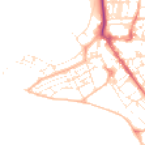 Daytime road noise heatmap for EX8 1AZ