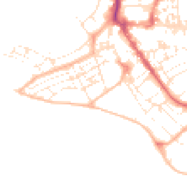 Daytime road noise heatmap for EX8 1BD