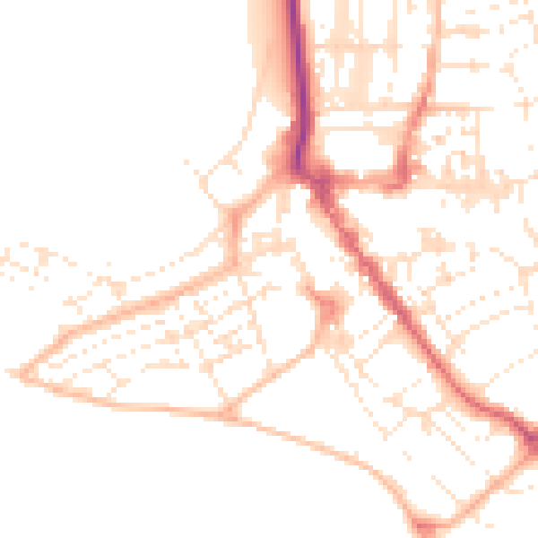 Daytime road noise heatmap for EX8 1BL