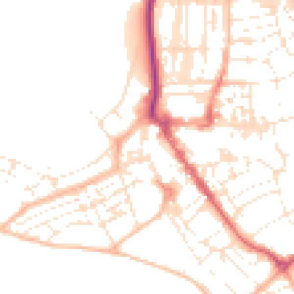 Daytime road noise heatmap for EX8 1BS