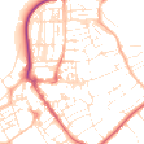 Daytime road noise heatmap for EX8 1BW