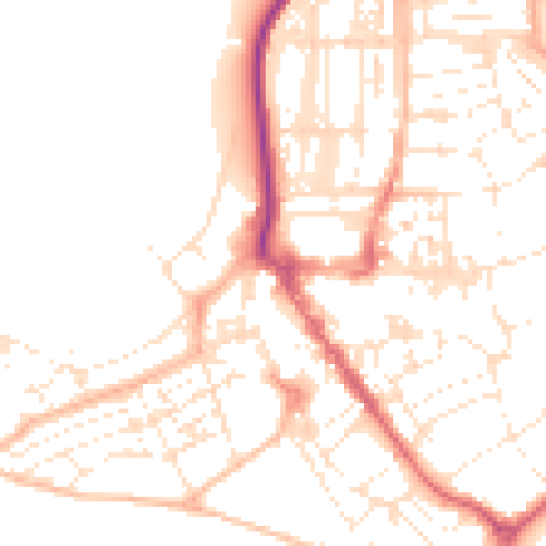 Daytime road noise heatmap for EX8 1BY