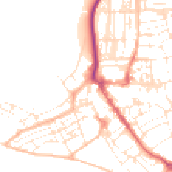Daytime road noise heatmap for EX8 1DB