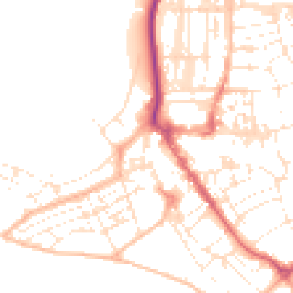 Daytime road noise heatmap for EX8 1DE