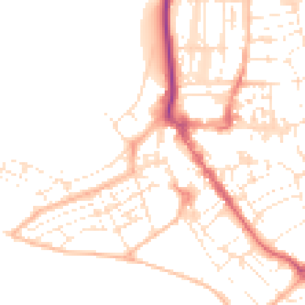 Daytime road noise heatmap for EX8 1DJ