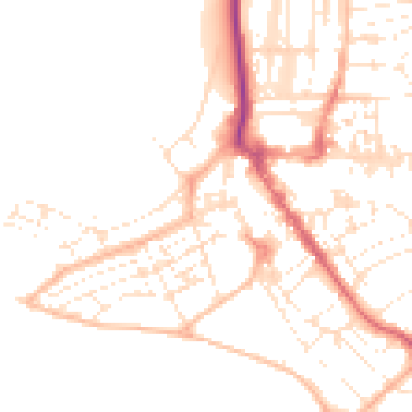 Daytime road noise heatmap for EX8 1DL