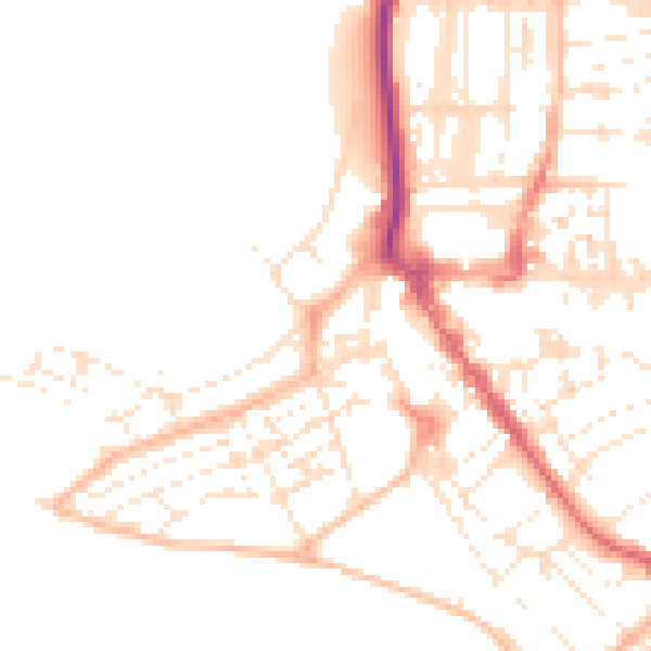 Daytime road noise heatmap for EX8 1DQ