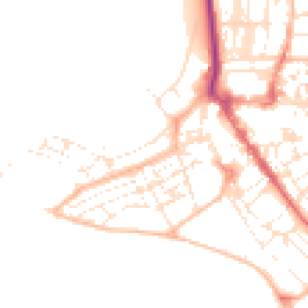 Daytime road noise heatmap for EX8 1DW