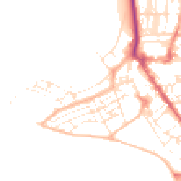 Daytime road noise heatmap for EX8 1EB