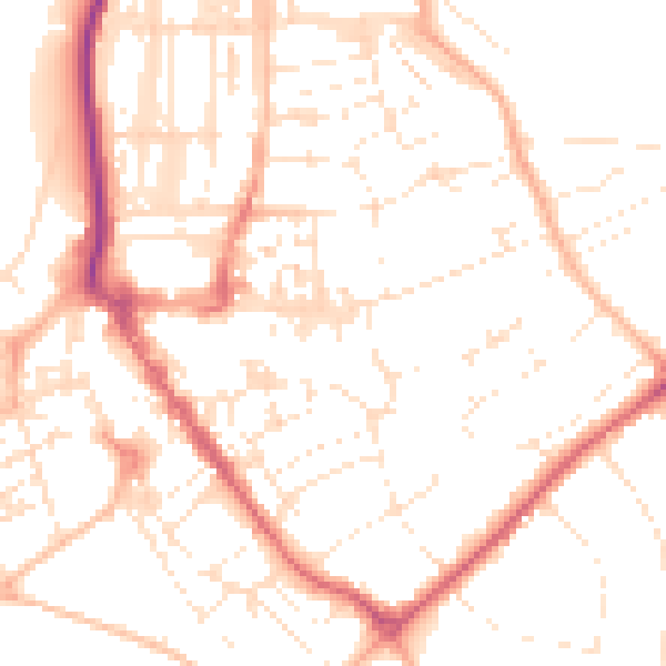 Daytime road noise heatmap for EX8 1JQ