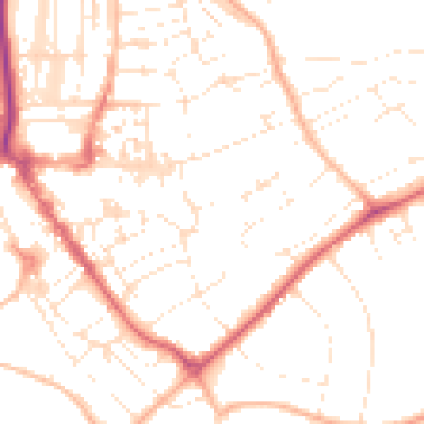 Daytime road noise heatmap for EX8 1JW