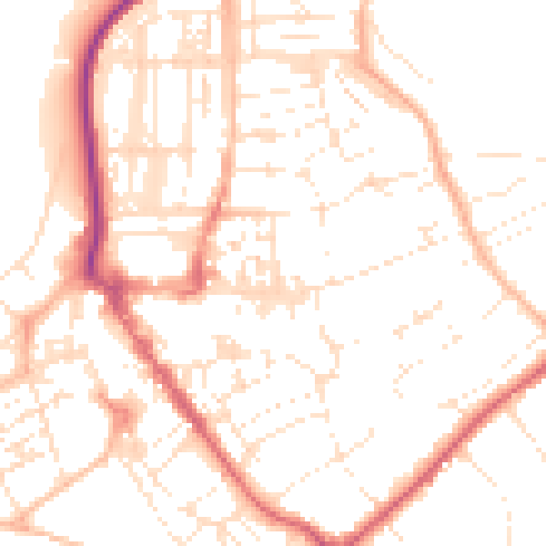 Daytime road noise heatmap for EX8 1LE