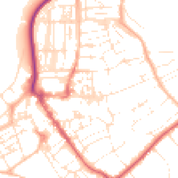 Daytime road noise heatmap for EX8 1LW