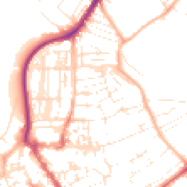Daytime road noise heatmap for EX8 1QN