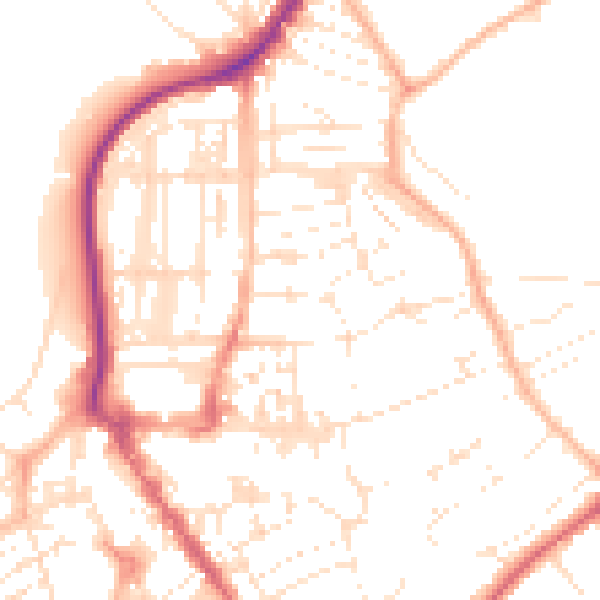 Daytime road noise heatmap for EX8 1QS