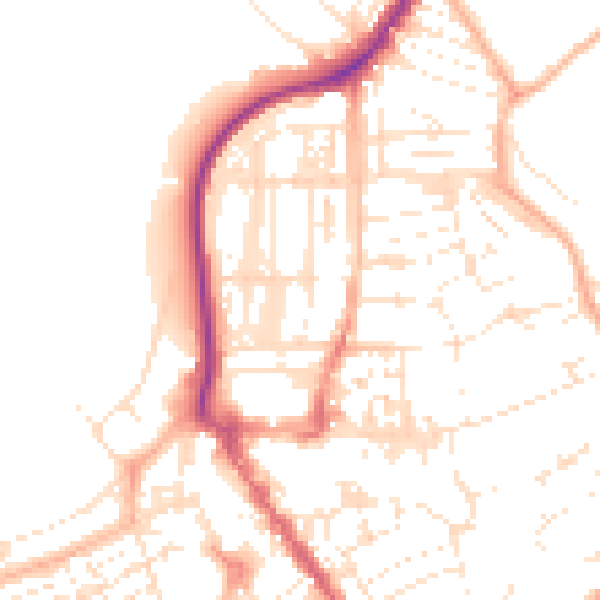 Daytime road noise heatmap for EX8 1RX