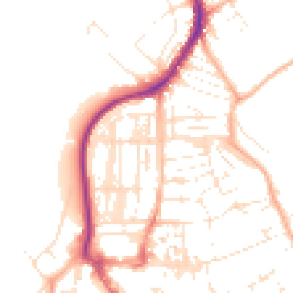 Daytime road noise heatmap for EX8 1SB