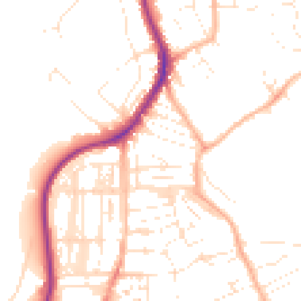 Daytime road noise heatmap for EX8 1TE