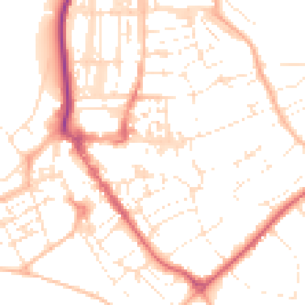 Daytime road noise heatmap for EX8 1UD