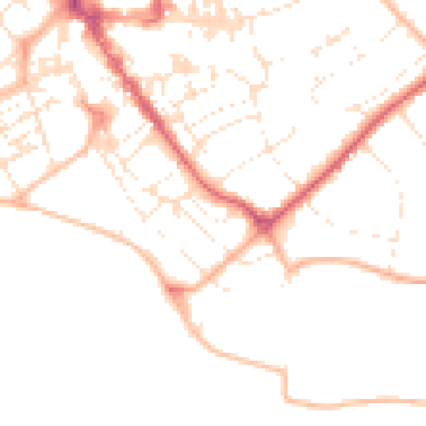 Daytime road noise heatmap for EX8 2AN