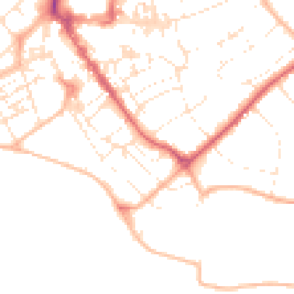 Daytime road noise heatmap for EX8 2BE
