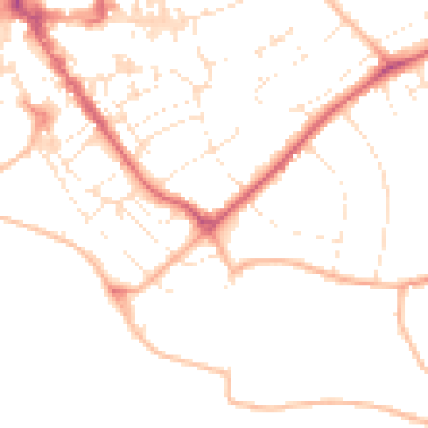 Daytime road noise heatmap for EX8 2BH