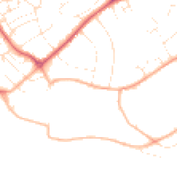 Daytime road noise heatmap for EX8 2BT
