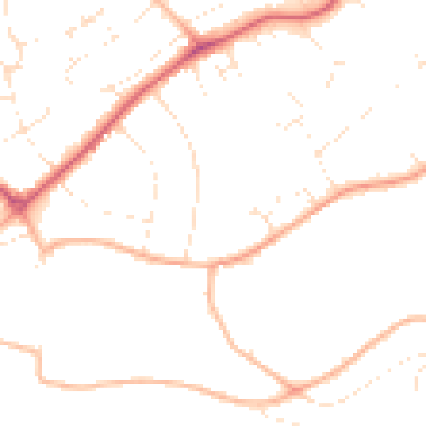 Daytime road noise heatmap for EX8 2DP