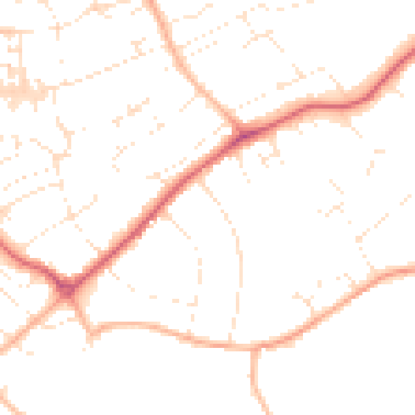 Daytime road noise heatmap for EX8 2DZ