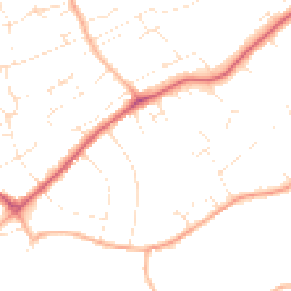 Daytime road noise heatmap for EX8 2EE