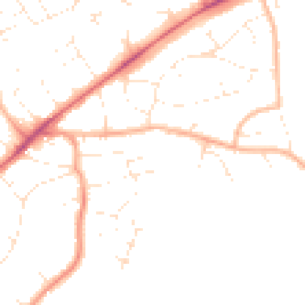Daytime road noise heatmap for EX8 2FG