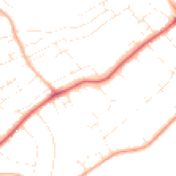 Daytime road noise heatmap for EX8 2FU