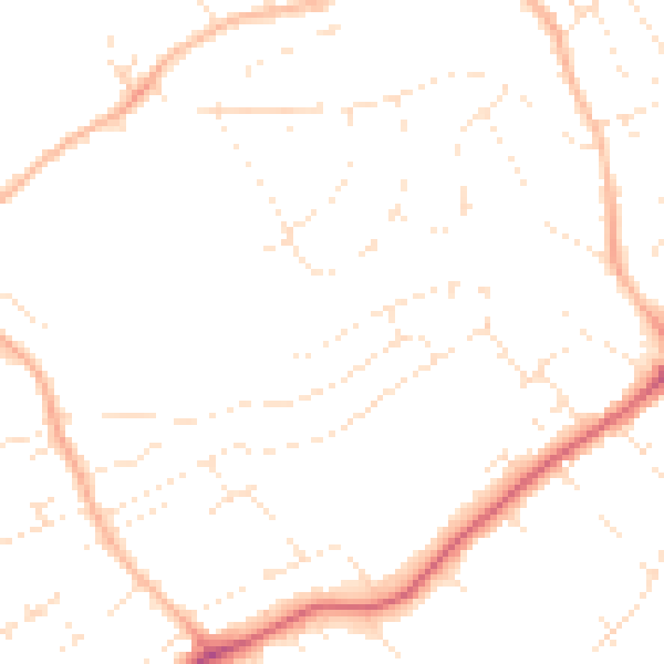 Daytime road noise heatmap for EX8 2JU