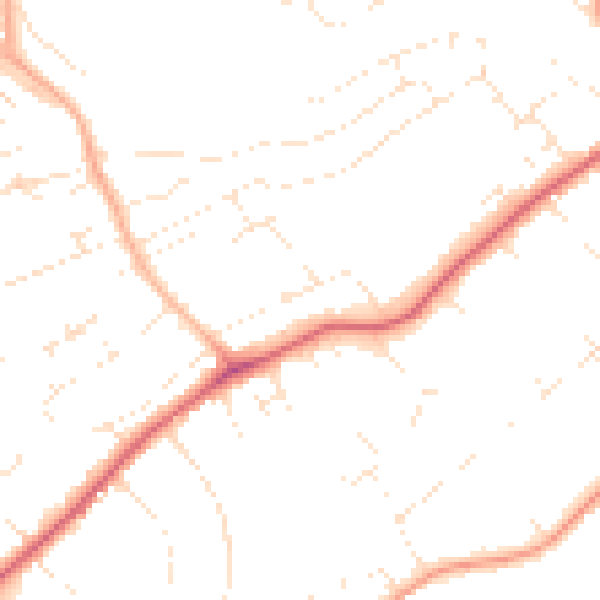 Daytime road noise heatmap for EX8 2LE