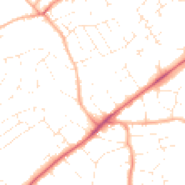 Daytime road noise heatmap for EX8 2NQ