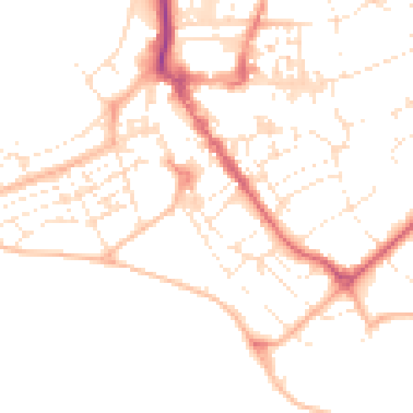 Daytime road noise heatmap for EX8 2SJ