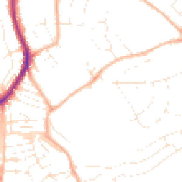 Daytime road noise heatmap for EX8 3AD