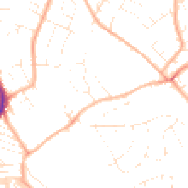 Daytime road noise heatmap for EX8 3AQ